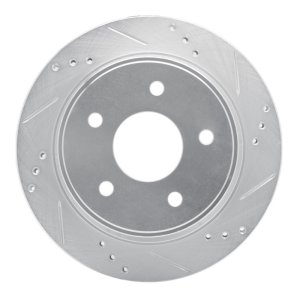 Chevrolet Blazer Brake Rotor (1) - Rear Right - R1 Concepts - Drilled & Slotted - Silver - `97-`05